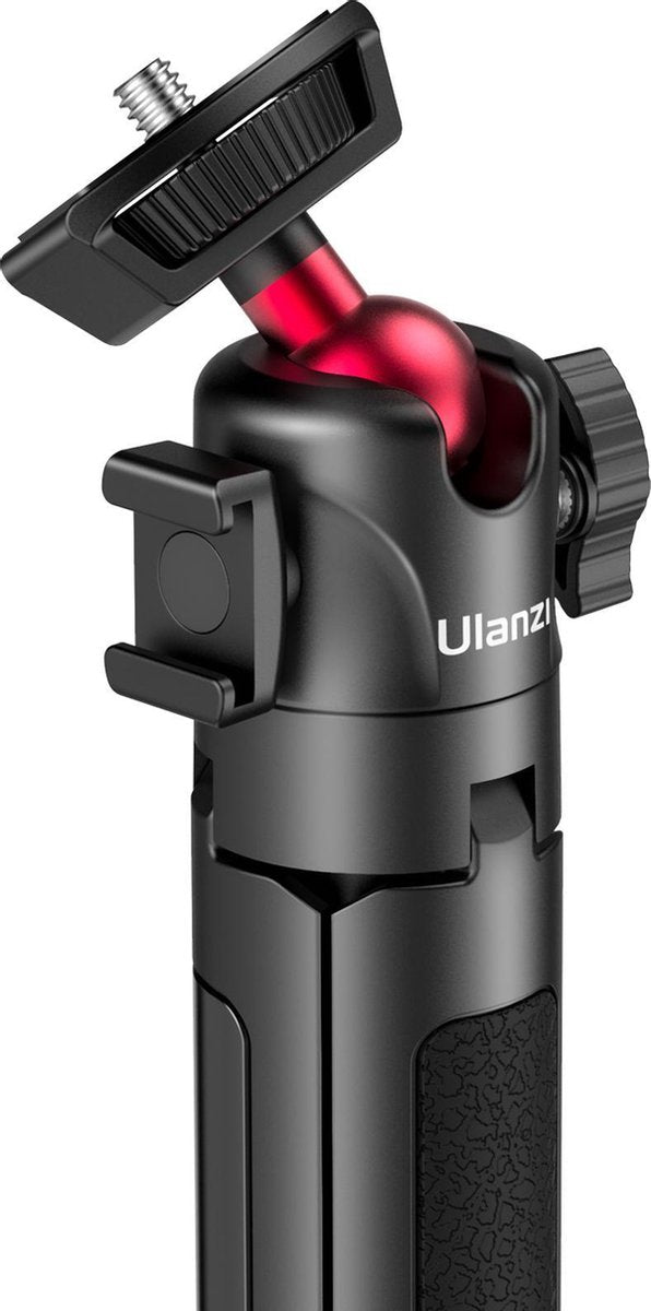 Ulanzi MT-16 Vlog-Statief, Camerahouder & Selfiestick - Uitschuifbaar tot 44 cm - Voor smartphone en camera - met Cold Shoe Mount - Zwart/Rood