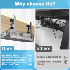 YONO Kabelgoot Bureau - Kabelhouder Verstelbaar - Kabel Management Organiser onder Bureau - Zwart