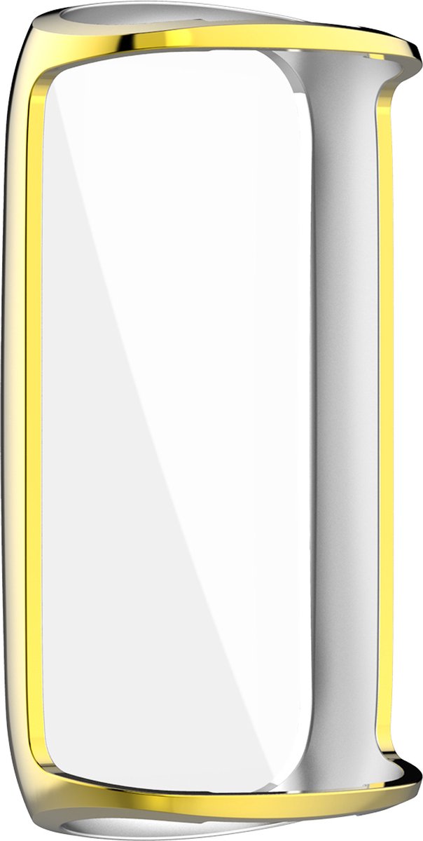 YONO Full Cover Bumper geschikt voor Fitbit Luxe - Siliconen Case - Screenprotector Hoesje - Goud