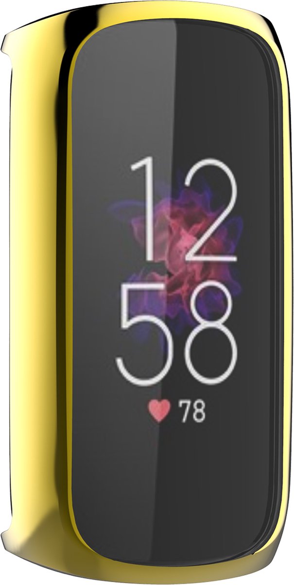 YONO Full Cover Bumper geschikt voor Fitbit Luxe - Siliconen Case - Screenprotector Hoesje - Goud