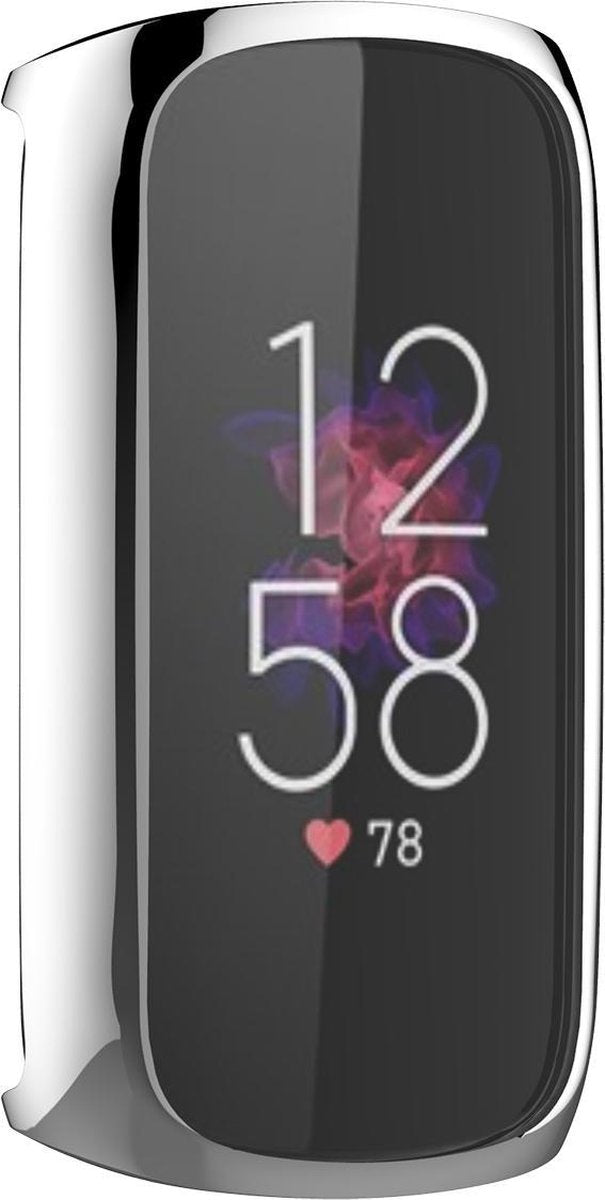 YONO Full Cover Bumper geschikt voor Fitbit Luxe - Siliconen Case - Screenprotector Hoesje - Zilver