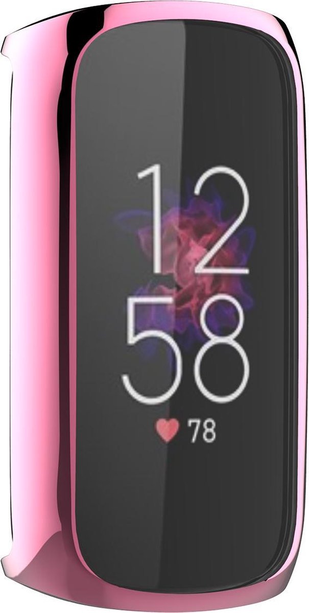 YONO Full Cover Bumper geschikt voor Fitbit Luxe - Siliconen Case - Screenprotector Hoesje - Roze