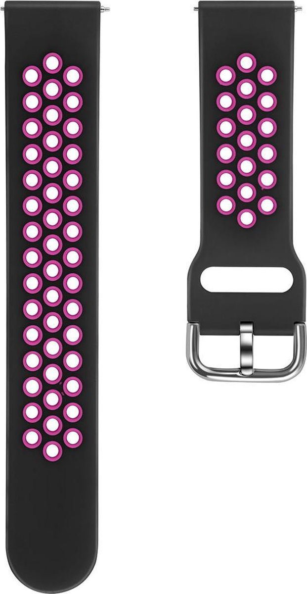 YONO Bandje geschikt voor Fitbit Versa 2 - Siliconen - Sport Air - Zwart Roze - Large