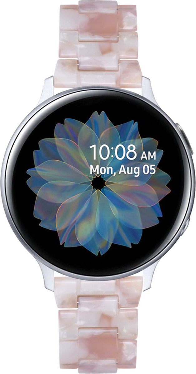 YONO Resin Schakel Bandje 20mm - Horlogebandje geschikt voor Samsung Galaxy Watch 7/6/5 / Pro / 4 / 3 / Active 2 - Polar Ignite / Unite – Huawei - Lichtroze