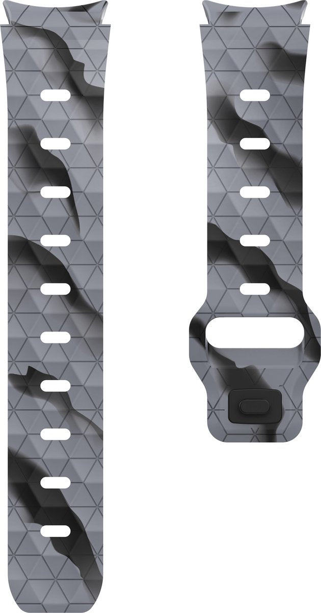 YONO Hexagon Bandje 20mm - Horlogebandje geschikt voor Samsung Galaxy Watch 7/6/5/4 (40/43/44/47mm Classic & Pro) - Camouflage Grijs