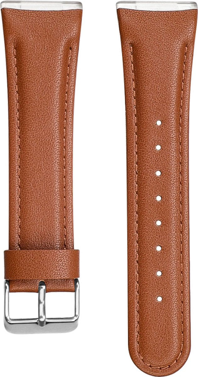 YONO Leer Bandje geschikt voor Fitbit Versa 4 / Sense 2 - Vervangende Lederen Armband - Bruin - Large