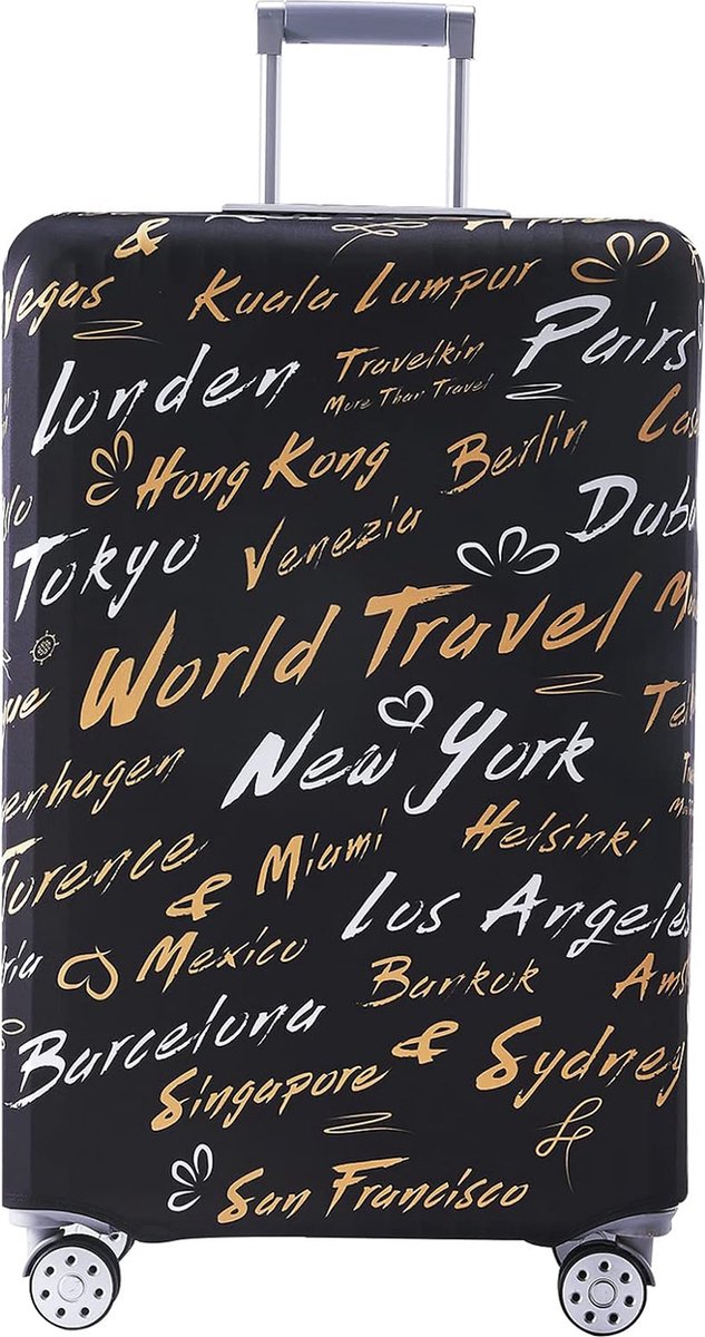 YONO Kofferhoes Elastisch - Wasbare Koffer Beschermhoes - M - World Traveler