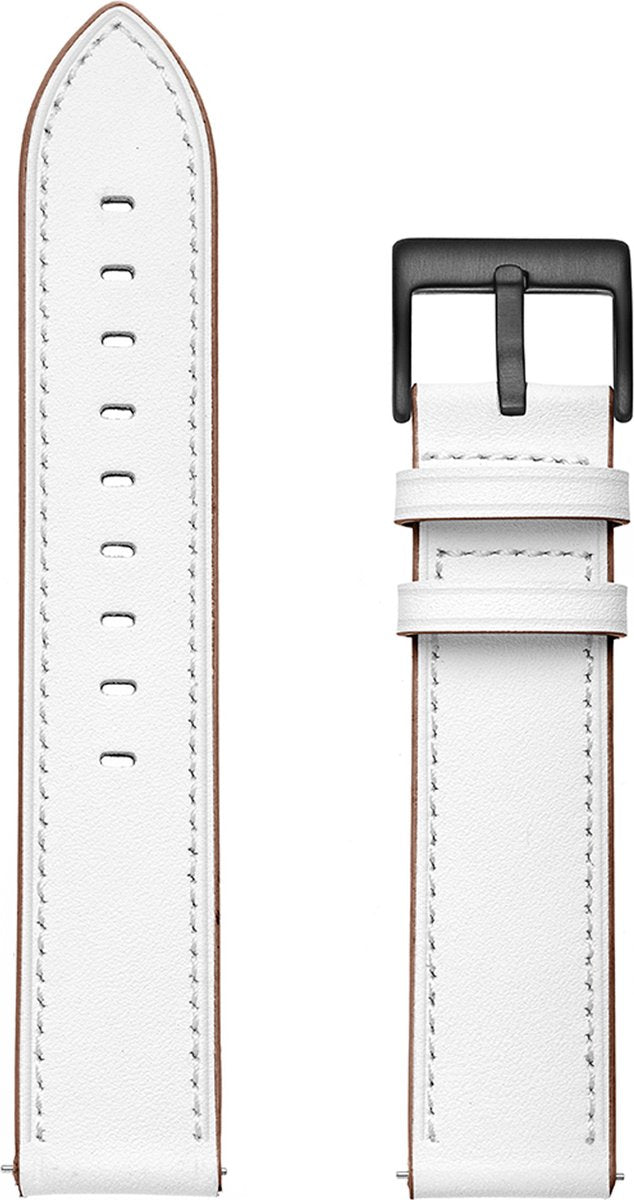 YONO Leer Bandje 22mm - Horlogebandje geschikt voor Samsung Galaxy Watch 46mm / 3 (45mm) / Gear s3 - Polar Vantage M2 / Grit X - Huawei Watch GT 3 (pro) / 2 - Amazfit GTR - Wit