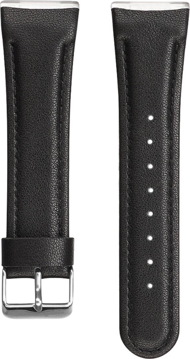 YONO Leer Bandje geschikt voor Fitbit Versa 4 / Sense 2 - Vervangende Lederen Armband - Zwart - Small