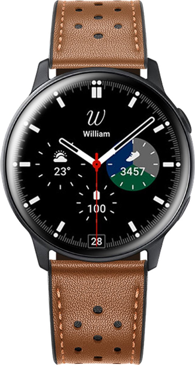 YONO Leer Air Bandje 20mm - Leren Horlogebandje geschikt voor Samsung Galaxy Watch 7 / 6 / 5 / Pro / 4 / 3 / Active 2 - Polar Ignite / Unite – Huawei - Bruin