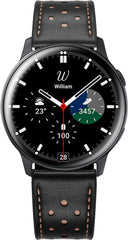 YONO Leer Air Bandje 20mm - Leren Horlogebandje geschikt voor Samsung Galaxy Watch 7/6/5 / Pro / 4 / 3 / Active 2 - Polar Ignite / Unite – Huawei - Zwart