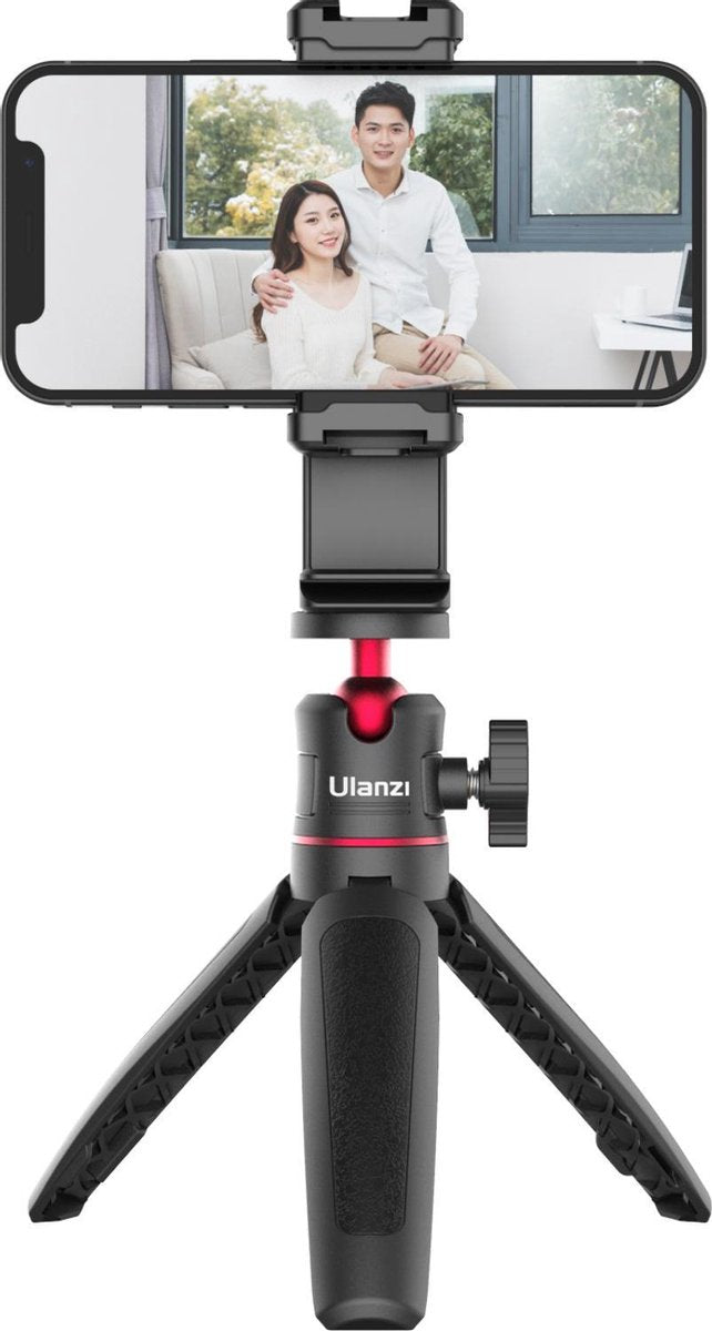 Ulanzi ST-22 360º draaibare en kantelbare telefoonhouder voor statief - met 2 Cold Shoe Mounts - Zwart