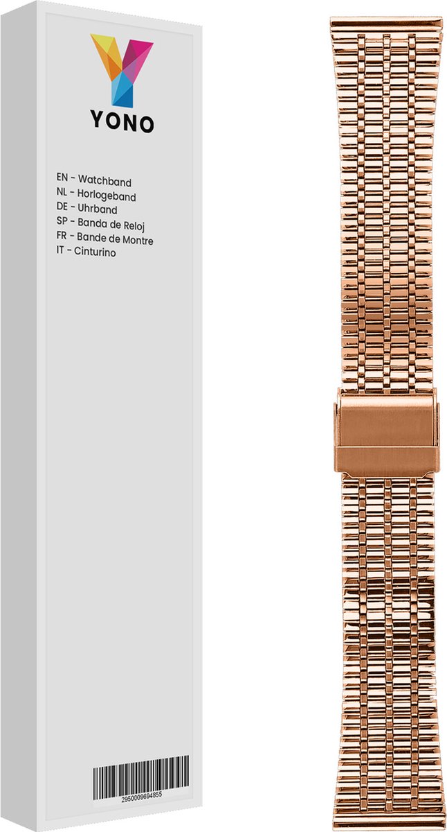 YONO Miami Schakel Bandje 20mm - Metalen Horlogebandje geschikt voor Samsung Galaxy Watch 7/6/5 / Pro / 4 / 3 / Active 2 - Polar Ignite / Unite – Huawei - Rose Gold