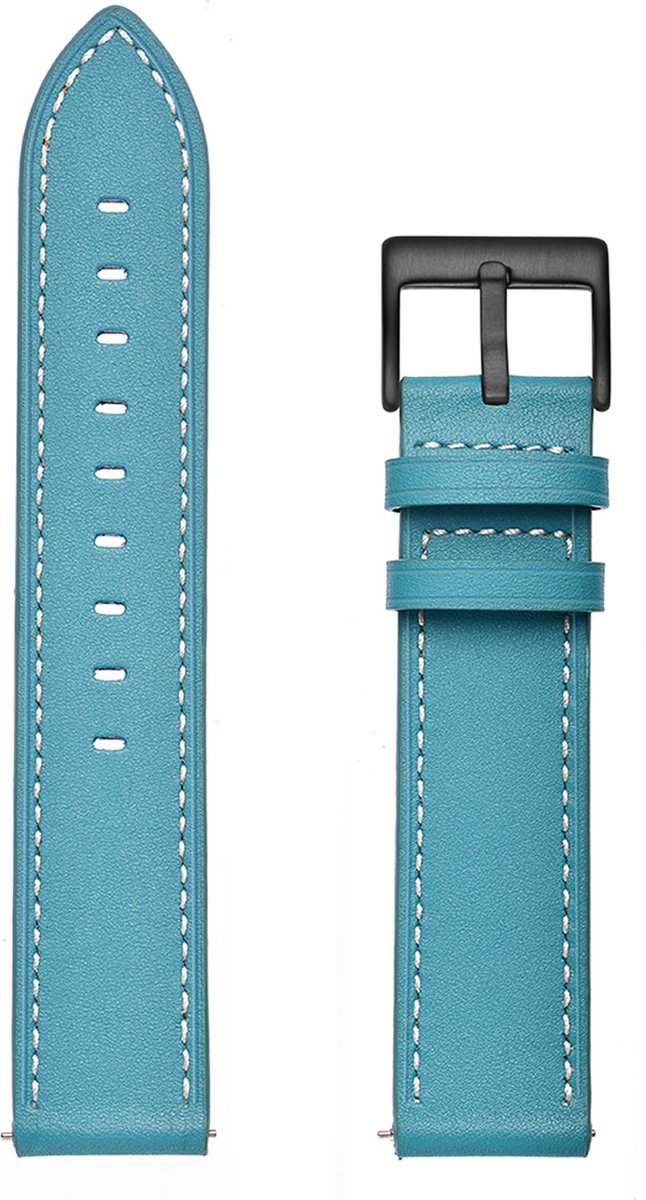 YONO Leer Bandje 20mm - Luxe Leren Horlogebandje geschikt voor Samsung Galaxy Watch 7/6/5 / Pro / 4 / 3 / Active 2 - Polar Ignite / Unite – Huawei - Blauw
