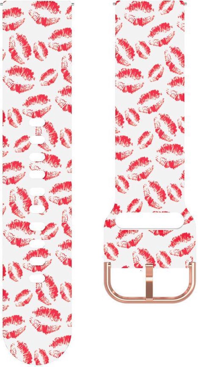 YONO Siliconen Special Bandje 20mm - Horlogebandje geschikt voor Samsung Galaxy Watch 7 / 6 / 5 / Pro / 4 / 3 / Active 2 - Polar Ignite / Unite – Huawei - Kusje