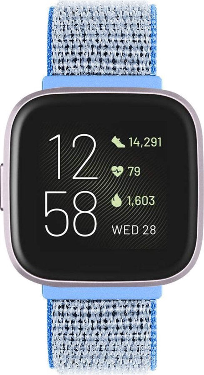 YONO Bandje geschikt voor Fitbit Versa 2 - Nylon - Lichtblauw