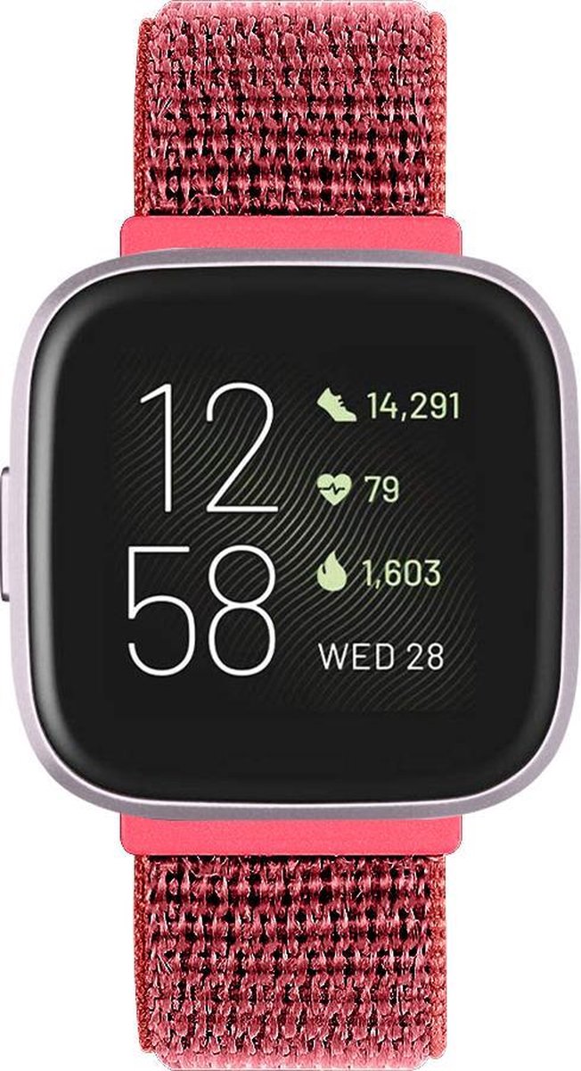 YONO Bandje geschikt voor Fitbit Versa 2 - Nylon - Rood
