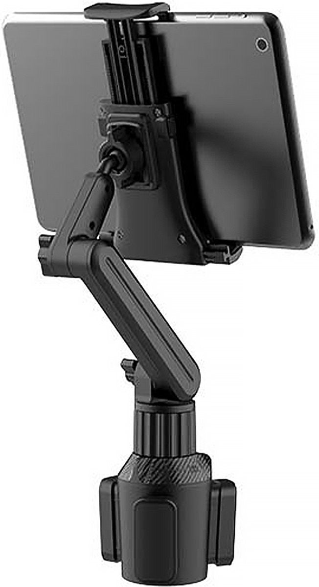 YONO Telefoonhouder voor Auto - Bevestiging in Bekerhouder - Smartphone en Tablet Houder - Verlengbaar en 360 Graden Draaibaar - Zwart