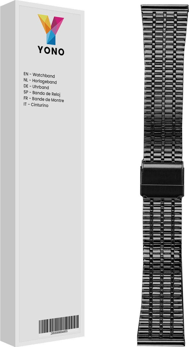 YONO Miami Schakel Bandje 20mm - Metalen Horlogebandje geschikt voor Samsung Galaxy Watch 7/6/5 / Pro / 4 / 3 / Active 2 - Polar Ignite / Unite – Huawei - Zwart