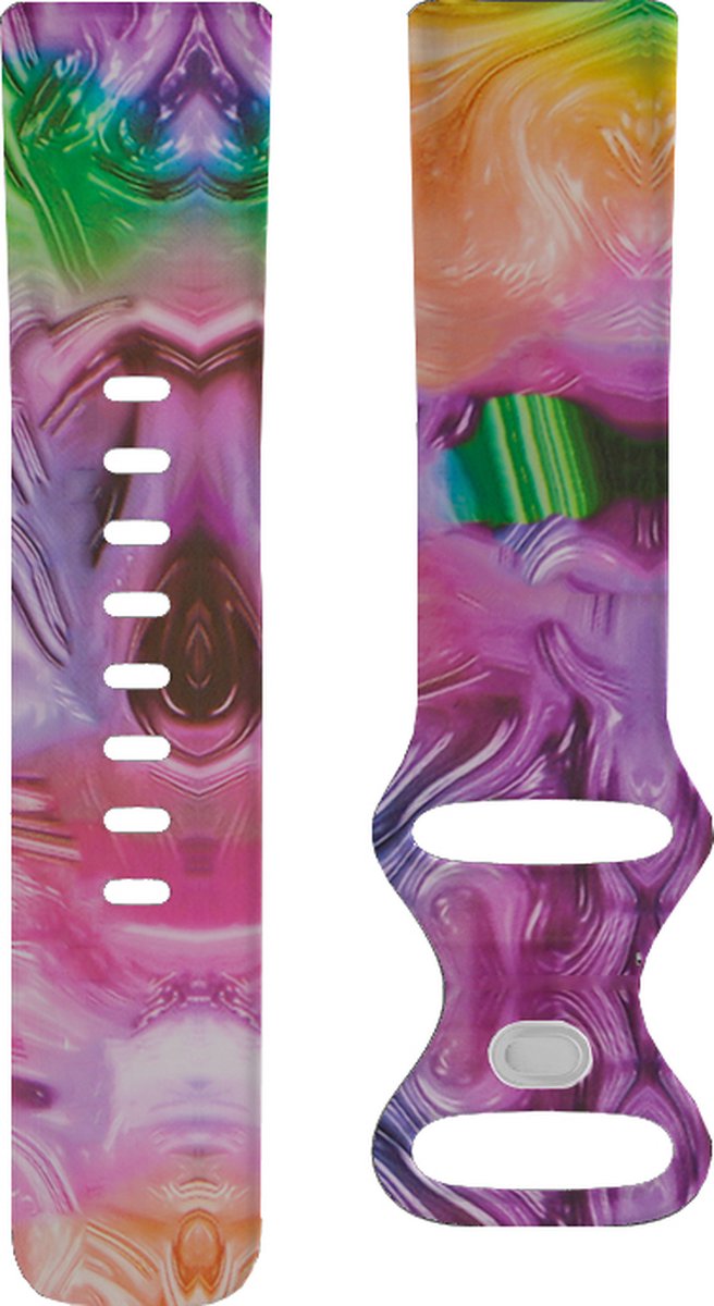 YONO Special Siliconen Bandje geschikt voor Fitbit Charge 5 / 6 - Regenboog - Small