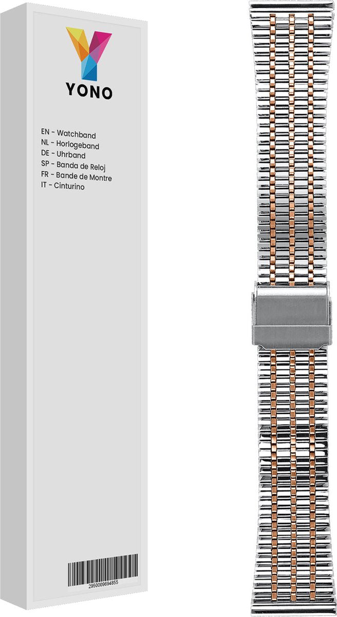 YONO Miami Schakel Bandje 20mm - Metalen Horlogebandje geschikt voor Samsung Galaxy Watch 7/6/5 / Pro / 4 / 3 / Active 2 - Polar Ignite / Unite – Huawei - Zilver / Rose Gold