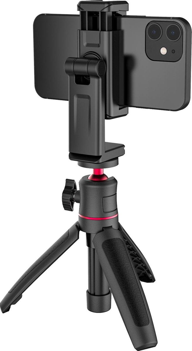 Ulanzi ST-22 360º draaibare en kantelbare telefoonhouder voor statief - met 2 Cold Shoe Mounts - Zwart