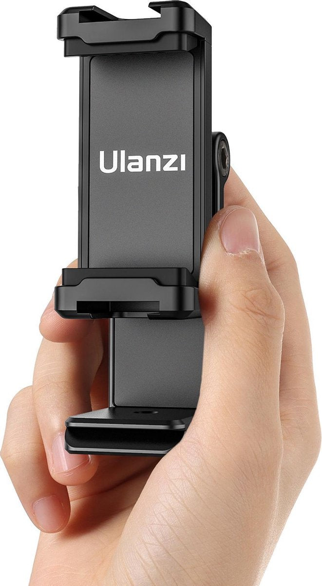 Ulanzi ST-22 360º draaibare en kantelbare telefoonhouder voor statief - met 2 Cold Shoe Mounts - Zwart