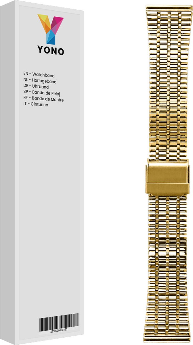 YONO Miami Schakel Bandje 20mm - Metalen Horlogebandje geschikt voor Samsung Galaxy Watch 7/6/5 / Pro / 4 / 3 / Active 2 - Polar Ignite / Unite – Huawei - Goud