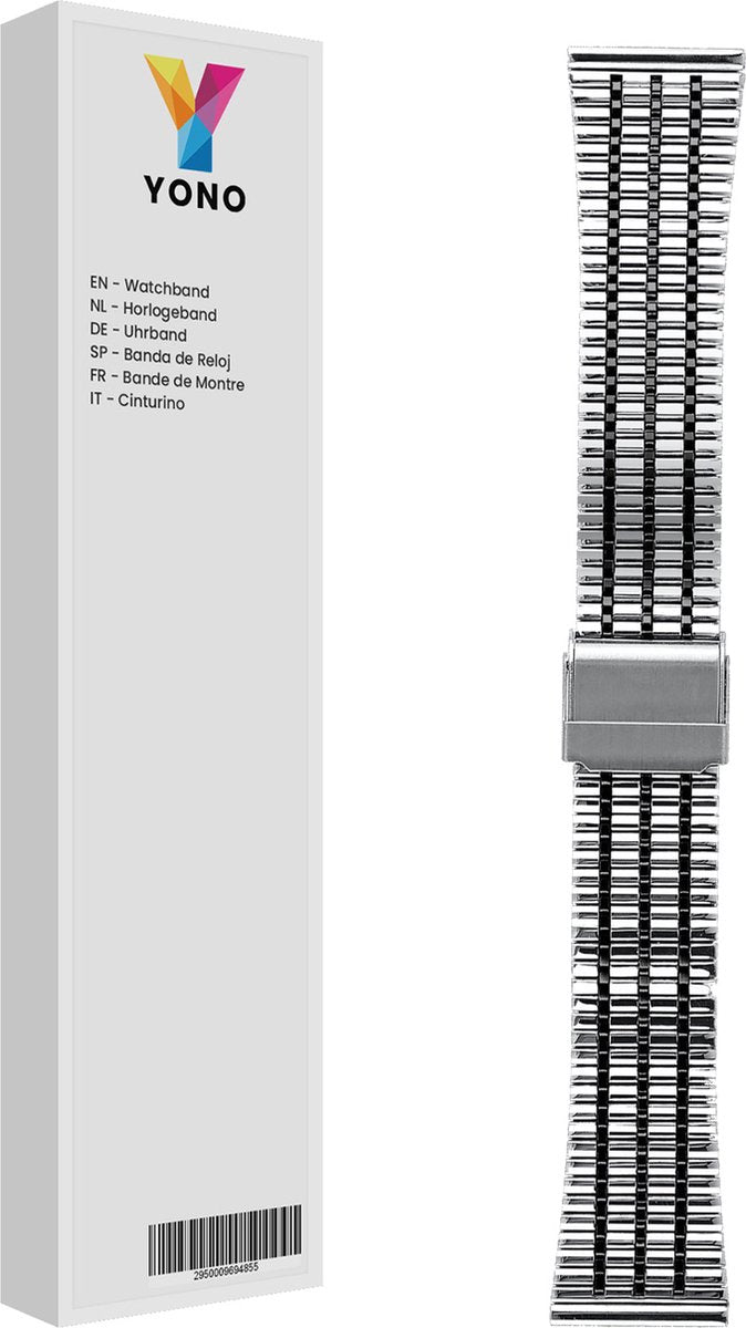 YONO Miami Schakel Bandje 22mm - Horlogebandje geschikt voor Samsung Galaxy Watch 46mm / 3 (45mm) / Gear s3 - Polar Vantage M2 / Grit X - Huawei Watch GT 3 (pro) / 2 - Amazfit GTR - Zilver / Zwart