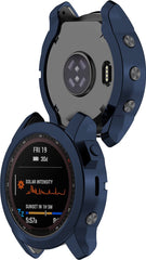 YONO Bumper geschikt voor Garmin Fenix 7X - Siliconen Hoesje - Bescherming Case - Donkerblauw