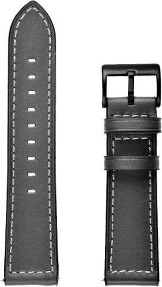 YONO Leer Bandje 22mm - Horlogebandje geschikt voor Samsung Galaxy Watch 46mm / 3 (45mm) / Gear s3 - Polar Vantage M2 / Grit X - Huawei Watch GT 3 (pro) / 2 - Amazfit GTR - Zwart