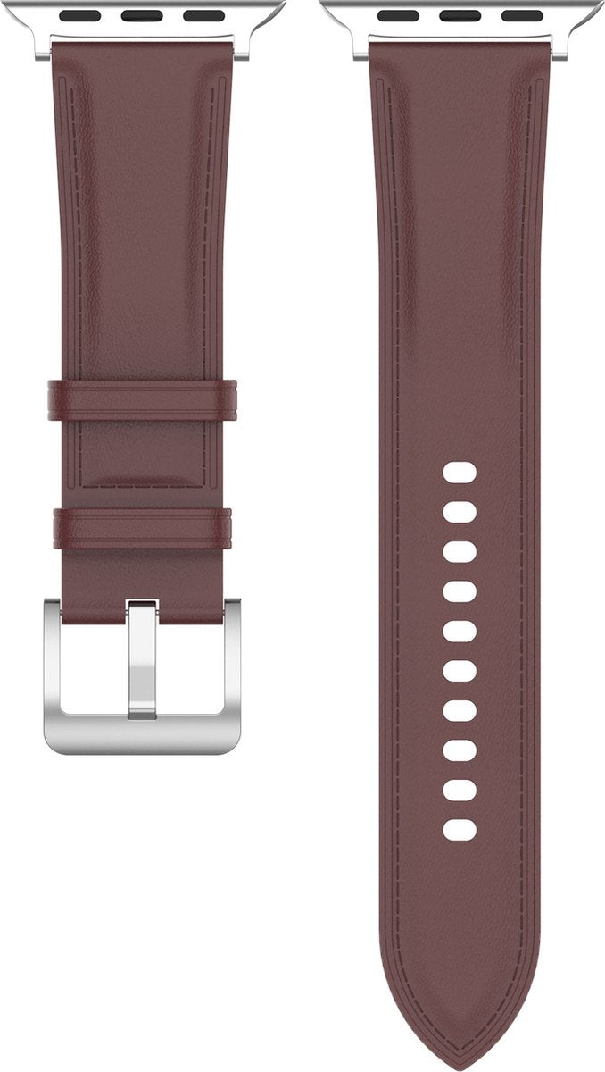 YONO Leer Bandje Cali geschikt voor Apple Watch 41/40/38 mm - Luxe Lederen Vervangende iWatch Series 8/7/SE/6/5/4/3 Armband Strap - Donkerbruin