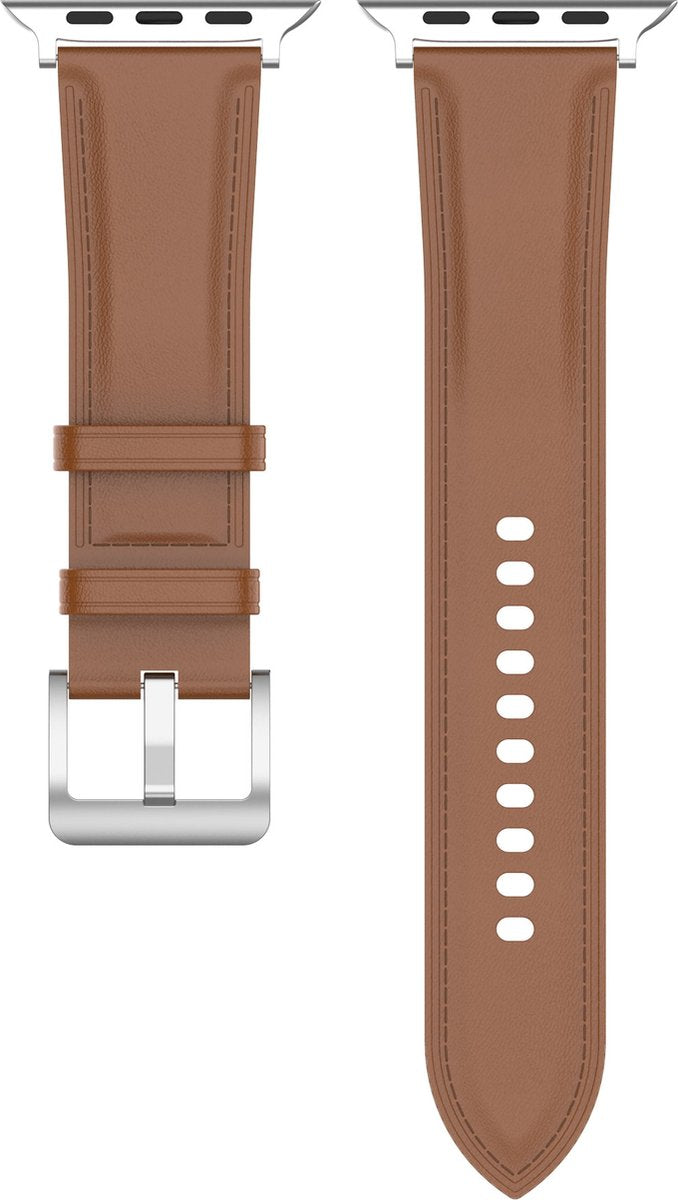 YONO Leer Bandje Cali geschikt voor Apple Watch 42 / 44 / 45 / 49 mm - Luxe Lederen Vervangende iWatch Series 8/7/SE/6/5/4/3 Armband Strap - Lichtbruin
