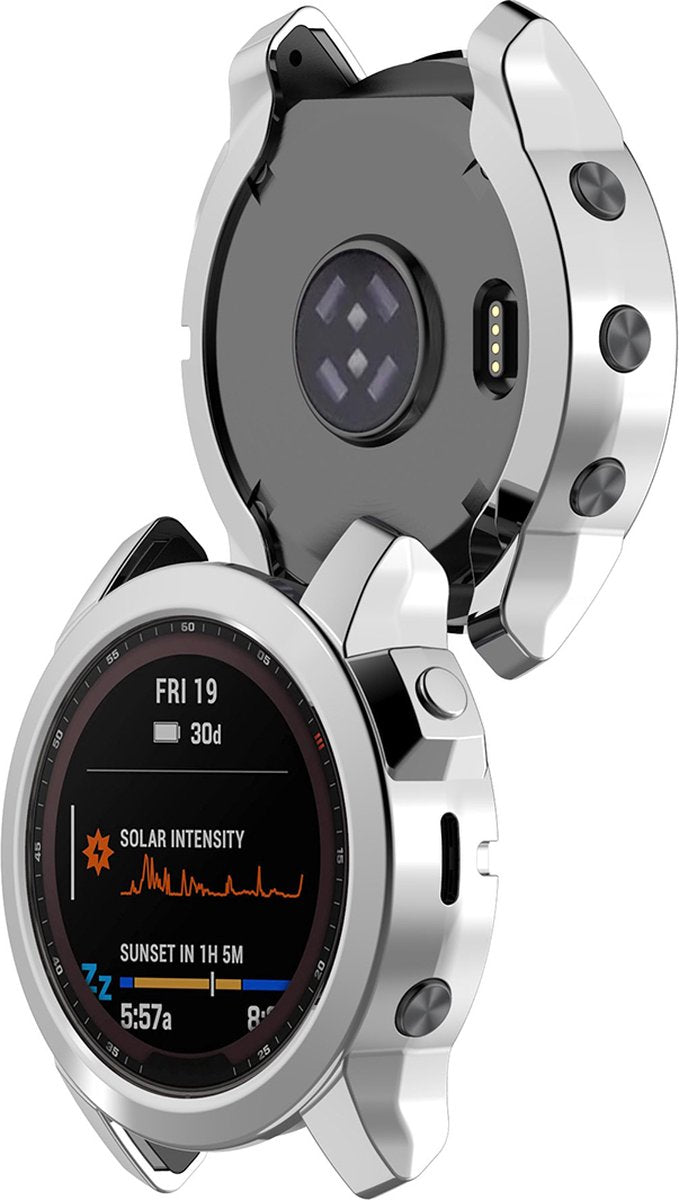 YONO Bumper geschikt voor Garmin Fenix 7S - Siliconen Hoesje - Bescherming Case - Zilver
