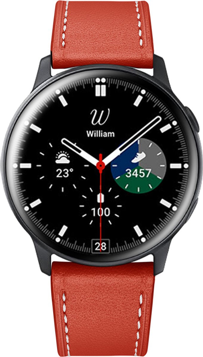 YONO Leer Bandje 20mm - Luxe Leren Horlogebandje geschikt voor Samsung Galaxy Watch 7/6/5 / Pro / 4 / 3 / Active 2 - Polar Ignite / Unite – Huawei - Rood