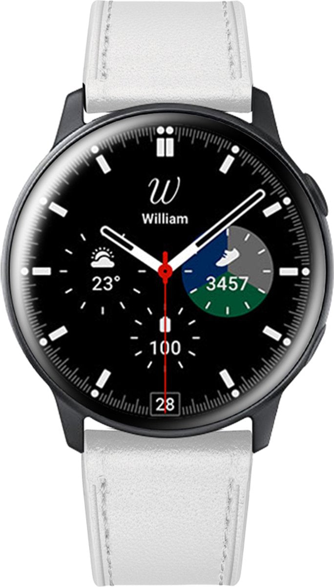 YONO Leer Bandje 22mm - Horlogebandje geschikt voor Samsung Galaxy Watch 46mm / 3 (45mm) / Gear s3 - Polar Vantage M2 / Grit X - Huawei Watch GT 3 (pro) / 2 - Amazfit GTR - Wit