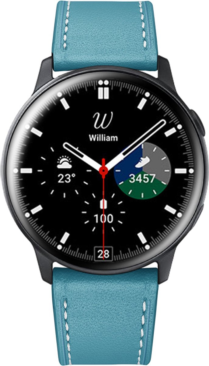 YONO Leer Bandje 20mm - Luxe Leren Horlogebandje geschikt voor Samsung Galaxy Watch 7/6/5 / Pro / 4 / 3 / Active 2 - Polar Ignite / Unite – Huawei - Blauw