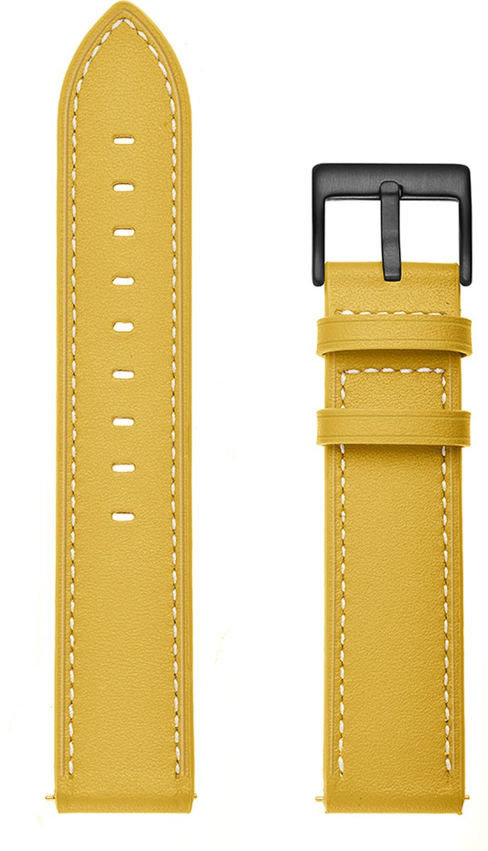 YONO Leer Bandje 20mm - Luxe Leren Horlogebandje geschikt voor Samsung Galaxy Watch 7/6/5 / Pro / 4 / 3 / Active 2 - Polar Ignite / Unite – Huawei - Geel