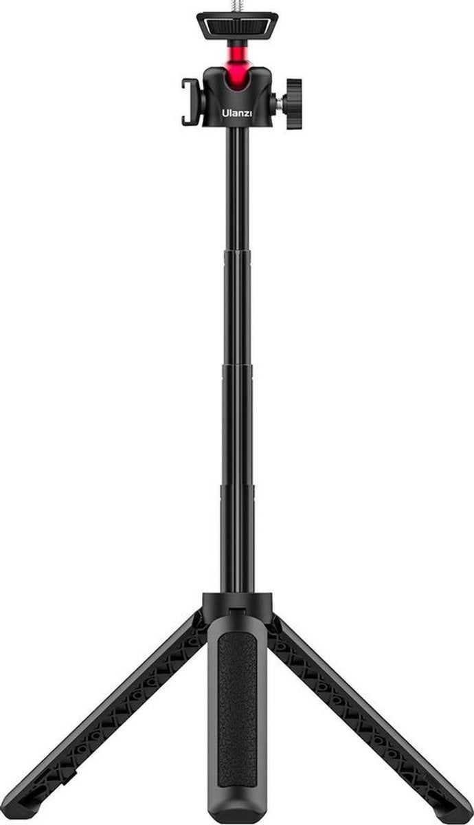 Ulanzi MT-16 Vlog-Statief, Camerahouder & Selfiestick - Uitschuifbaar tot 44 cm - Voor smartphone en camera - met Cold Shoe Mount - Zwart/Rood