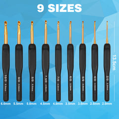 YONO Haaknaalden Ergonomisch met Softgrip - 9 Maten