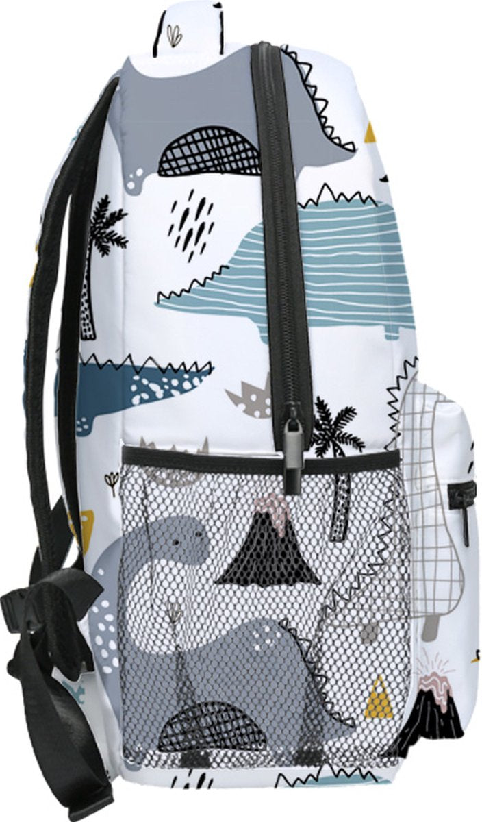 YONO Kinder Rugzak Dino - Rugtas voor Jongens en Meisjes - Kleuter - Peuter - Schooltas Basisschool - 7.5 L - Dinosaurus Wit