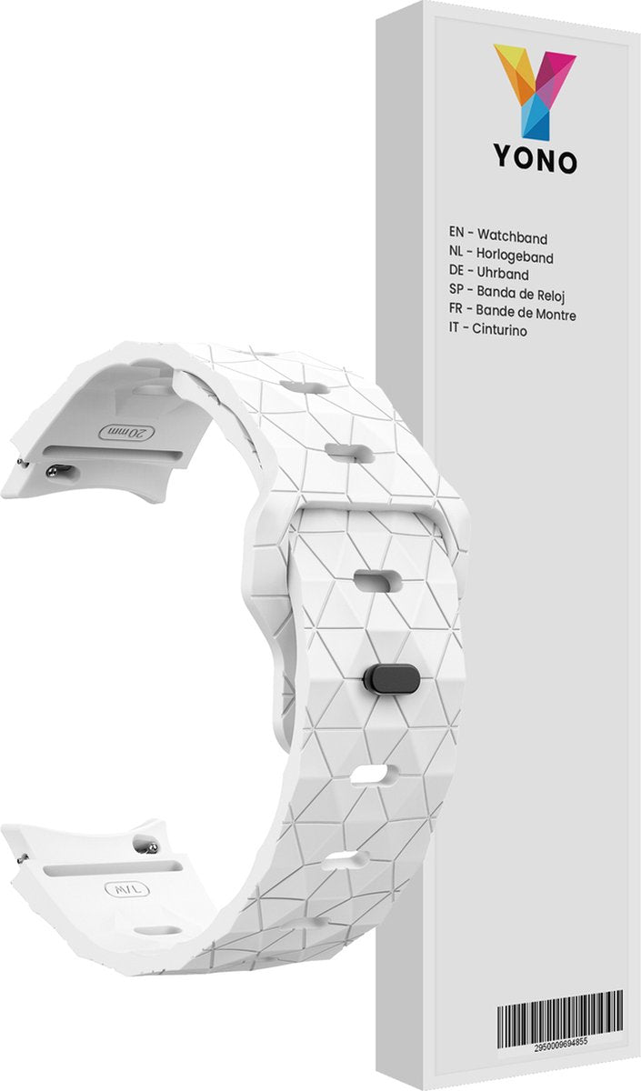 YONO Hexagon Bandje 20mm - Horlogebandje geschikt voor Samsung Galaxy Watch 7/6/5/4 (40/43/44/47mm Classic & Pro) - Wit