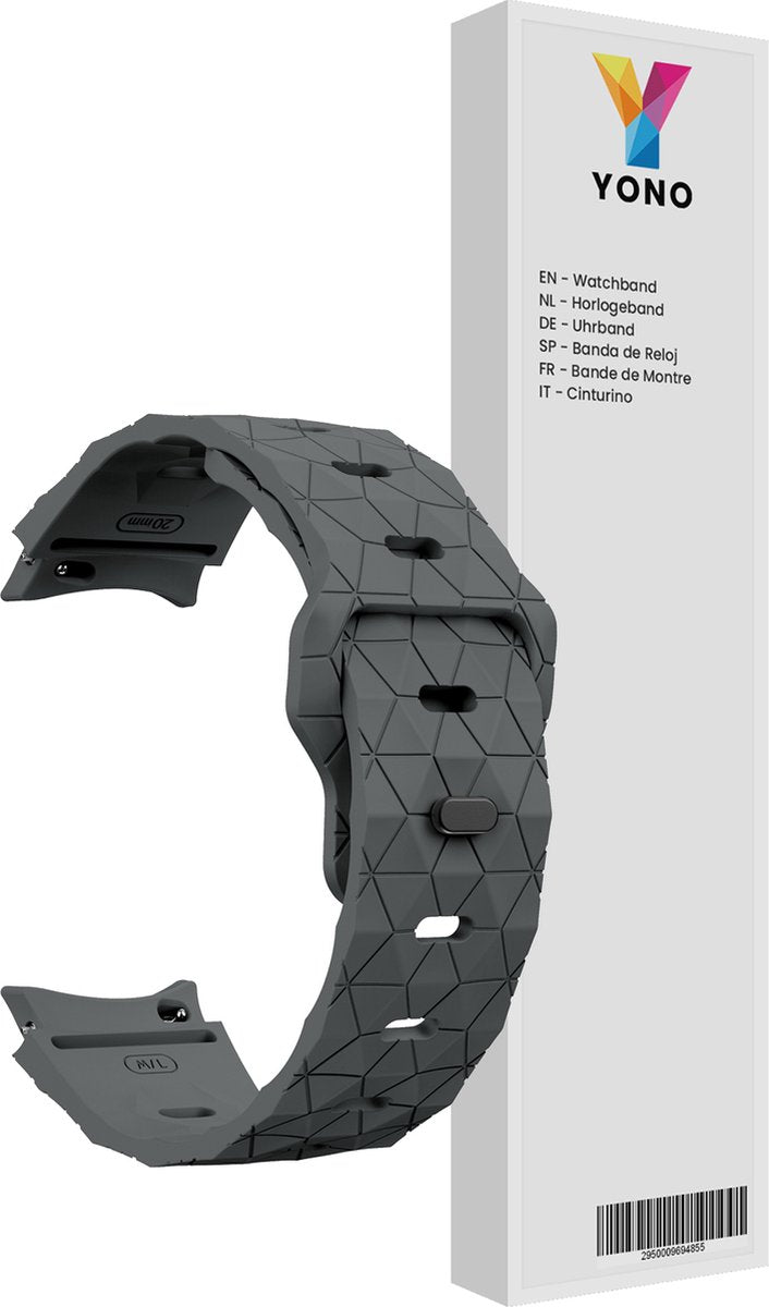 YONO Hexagon Bandje 20mm - Horlogebandje geschikt voor Samsung Galaxy Watch 7/6/5/4 (40/43/44/47mm Classic & Pro) - Donkergrijs