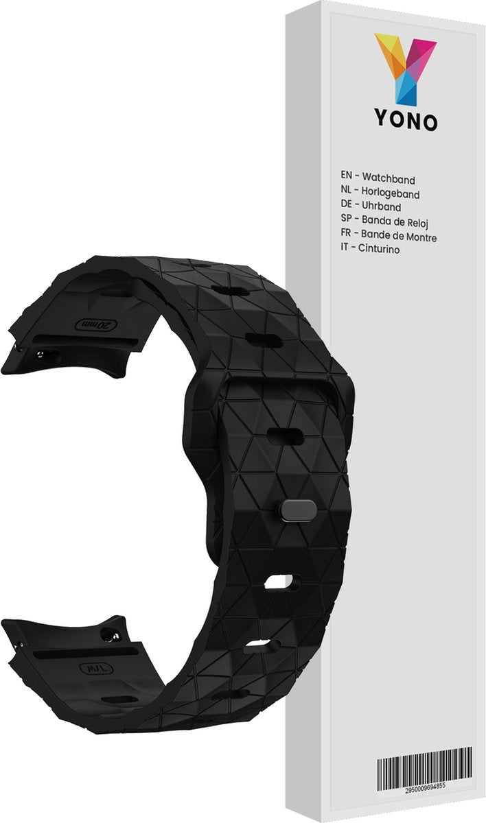 YONO Hexagon Bandje 20mm - Horlogebandje geschikt voor Samsung Galaxy Watch 7/6/5/4 (40/43/44/47mm Classic & Pro) - Zwart