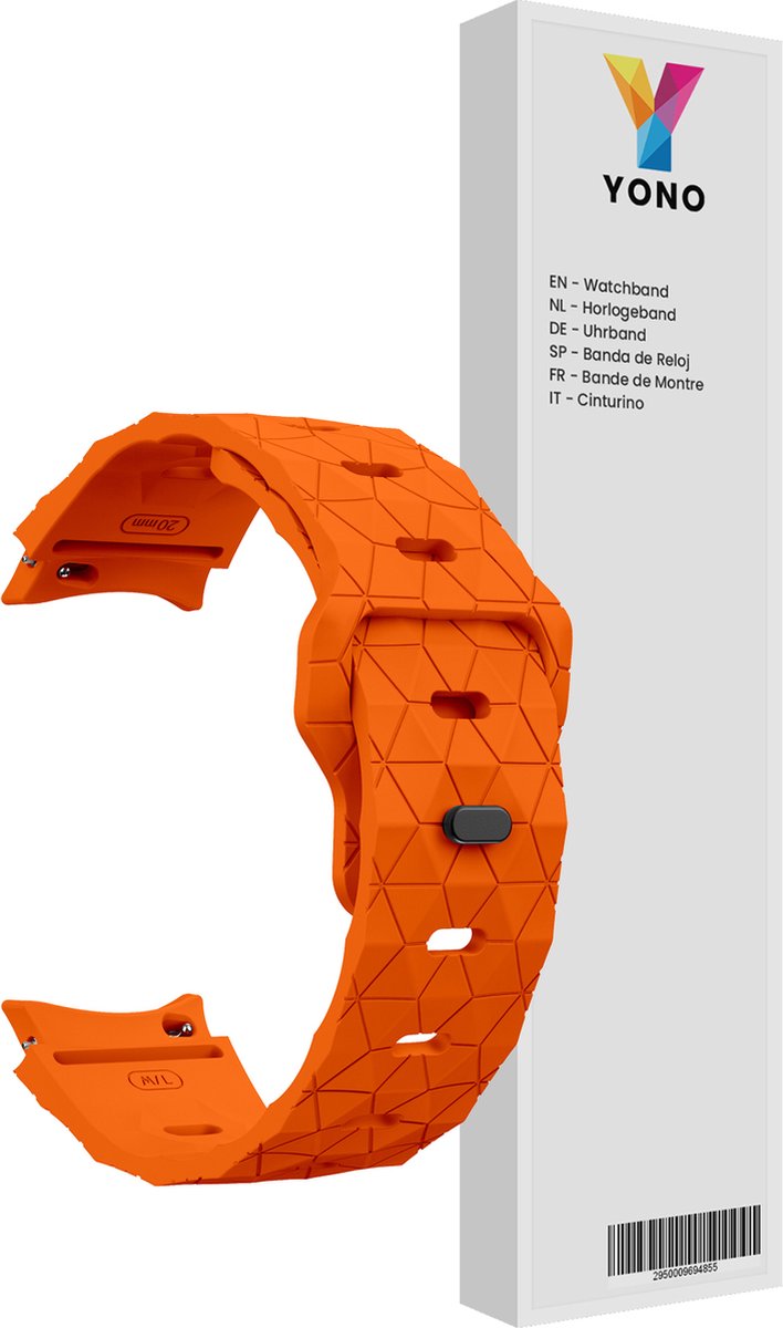 YONO Hexagon Bandje 20mm - Horlogebandje geschikt voor Samsung Galaxy Watch 7/6/5/4 (40/43/44/47mm Classic & Pro) - Oranje
