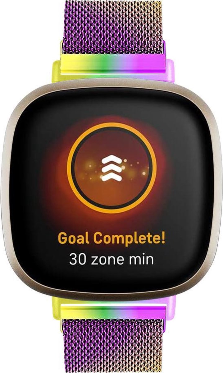 YONO Bandje geschikt voor Fitbit Versa 3 / Sense – Milanees – Regenboog – Small
