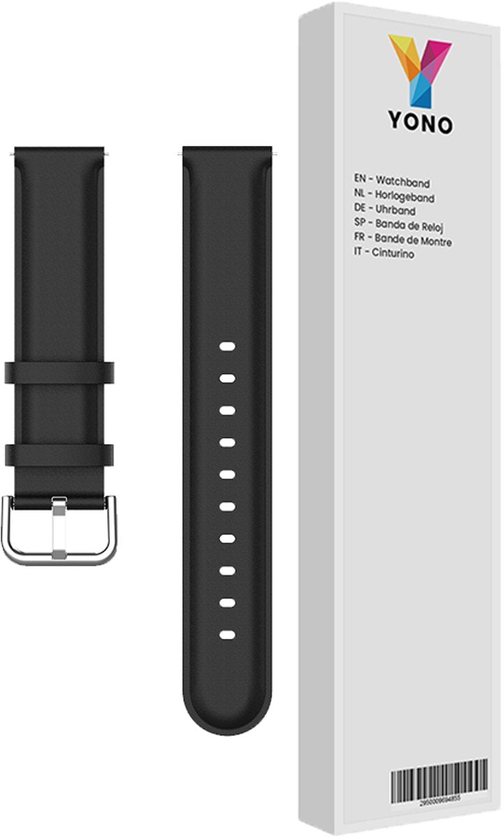 YONO Vacca Leer Bandje 22mm - Horlogebandje geschikt voor Samsung Galaxy Watch 46mm / 3 (45mm) / Gear s3 - Polar Vantage M2 / Grit X - Huawei Watch GT 3 (pro) / 2 - Amazfit GTR - Zwart