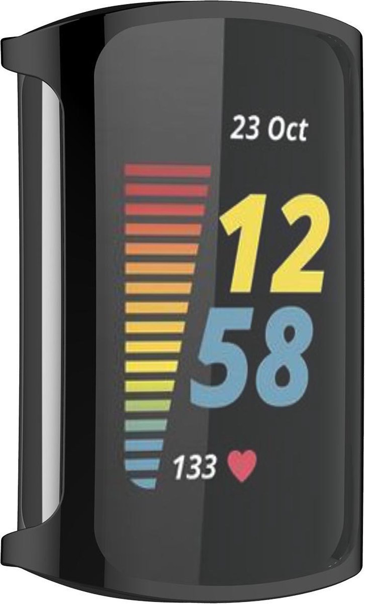 YONO Full Cover Bumper geschikt voor Fitbit Charge 5 / 6 - Siliconen Case Screen Protector Hoesje - Zwart