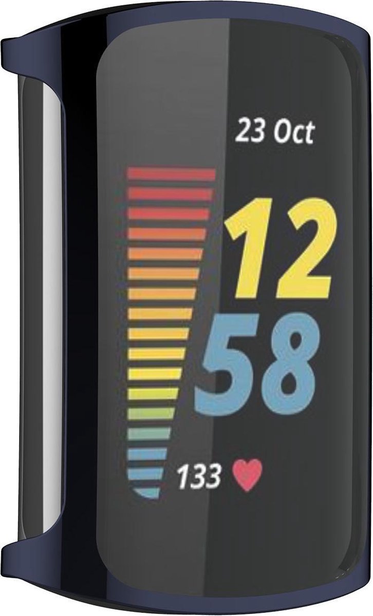 YONO Full Cover Bumper geschikt voor Fitbit Charge 5 / 6 - Siliconen Case Screen Protector Hoesje - Donkerblauw