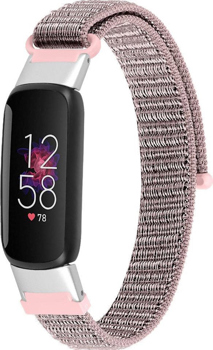 YONO Nylon Velcro Bandje geschikt voor Fitbit Luxe - Lichtroze